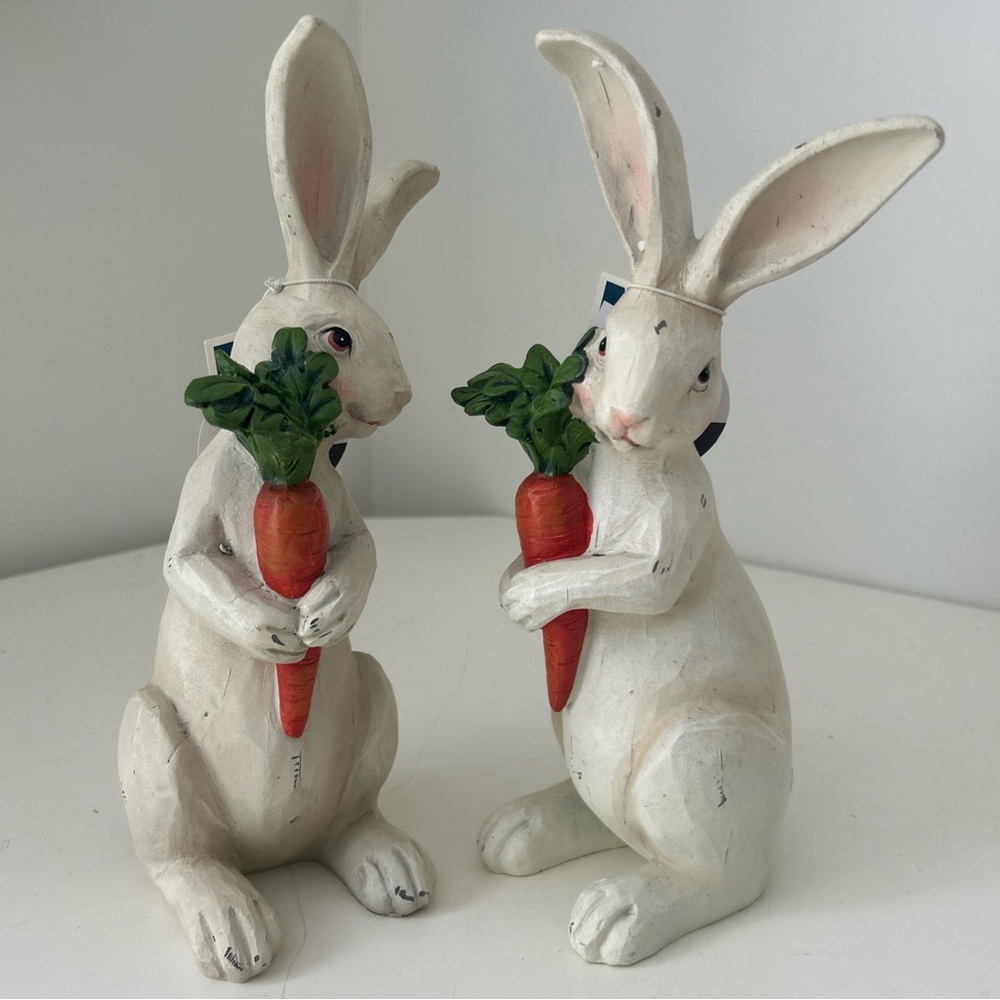 White Bunny Figurines with Carrots by Martha Stewart Set of 2 - Picture 4 of 9